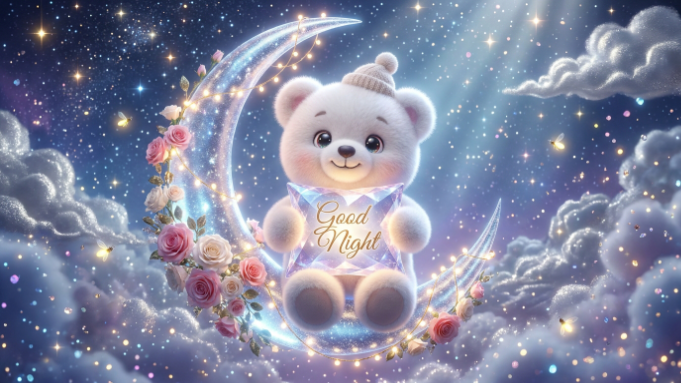Good Night Images 2026 – Beautiful Moon, Stars & Teddy Bear Wishes
