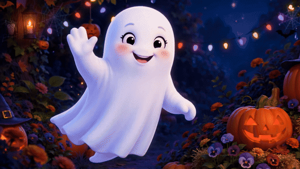 Friendly ghost Boo Halloween GIF