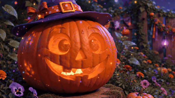 Happy Halloween glowing pumpkin GIF