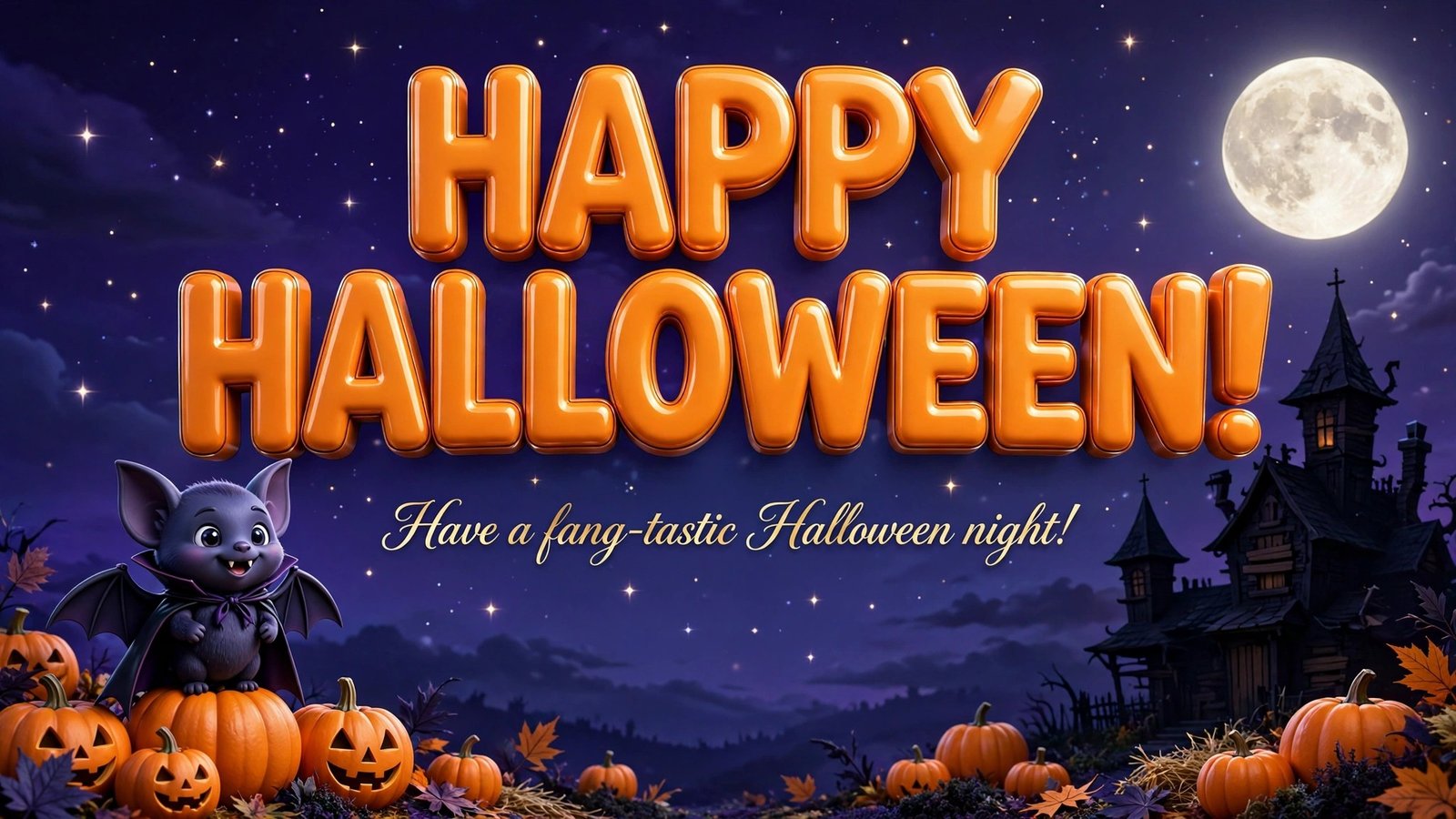Spooky Happy Halloween image — Have a fang-tastic Halloween night