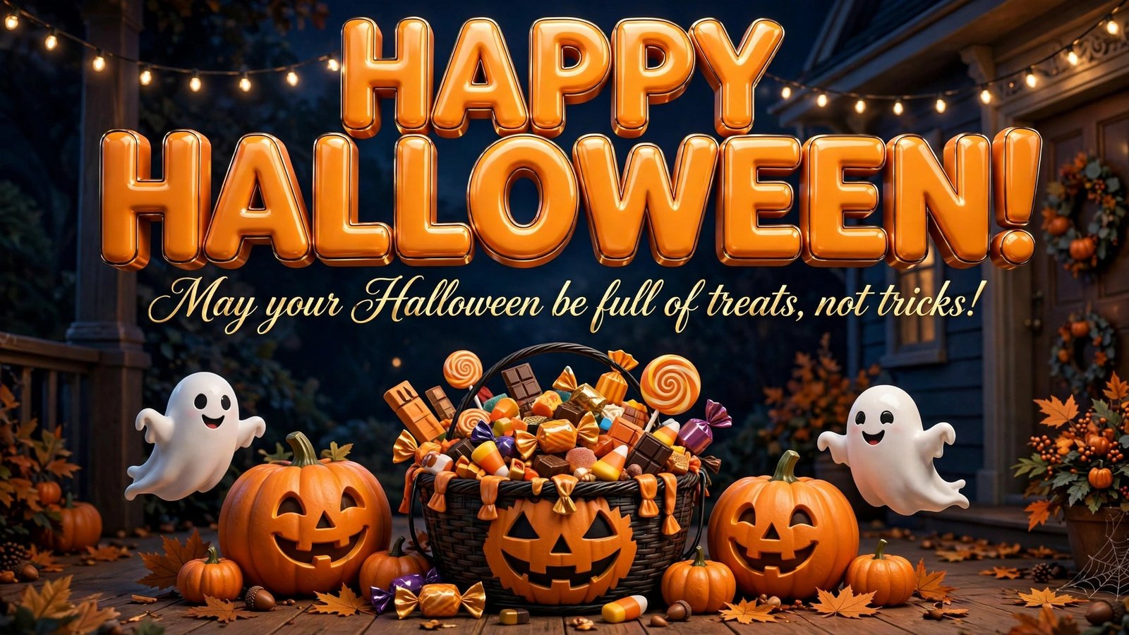 Funny Happy Halloween image — May your Halloween be full of treats not tricks