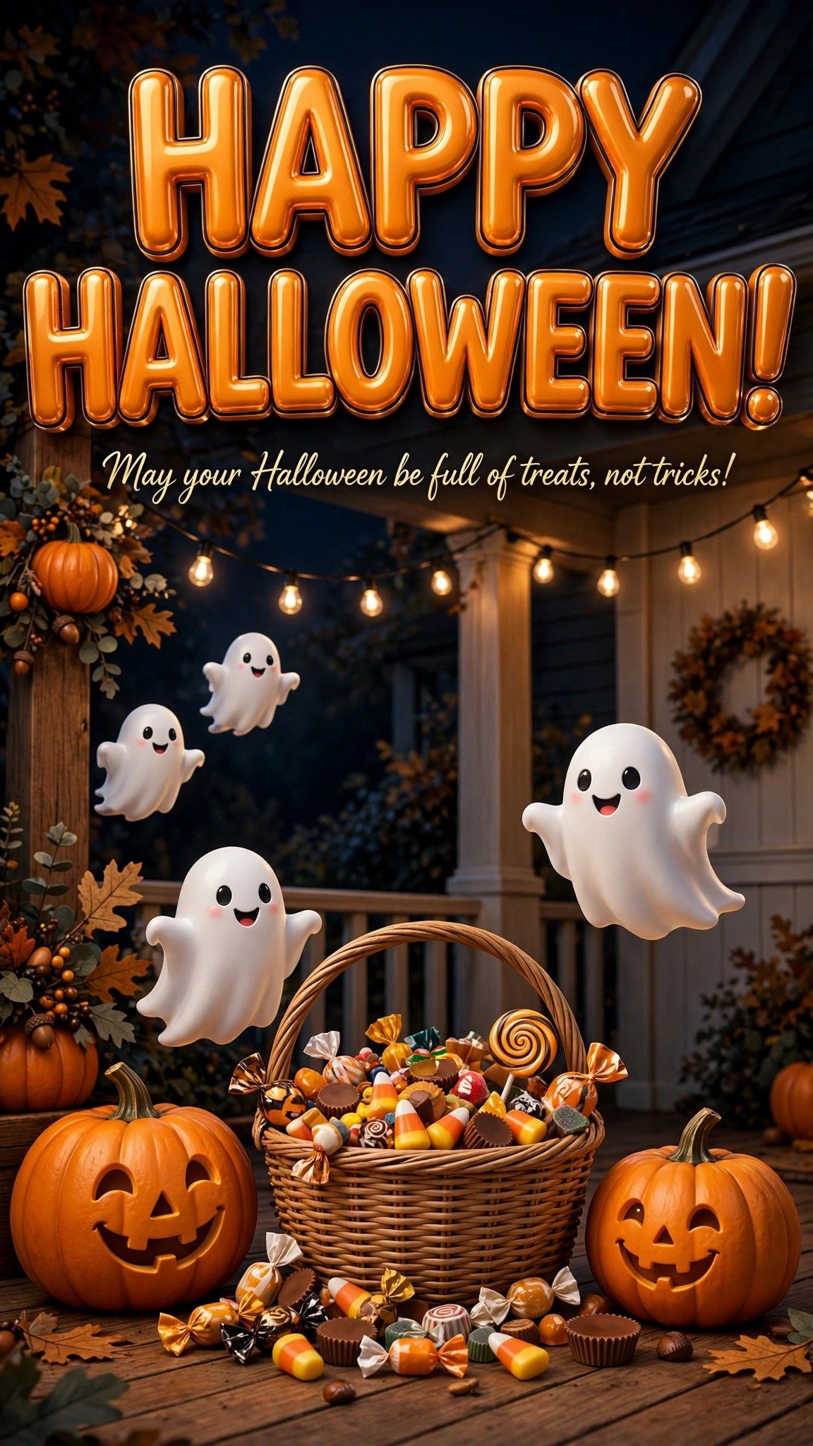 Happy Halloween vertical image — May your Halloween be full of treats not tricks